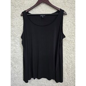 Eileen Fisher Silk Tank Top Woman 2X Black Sleeveless Scoop Neck Minimalist